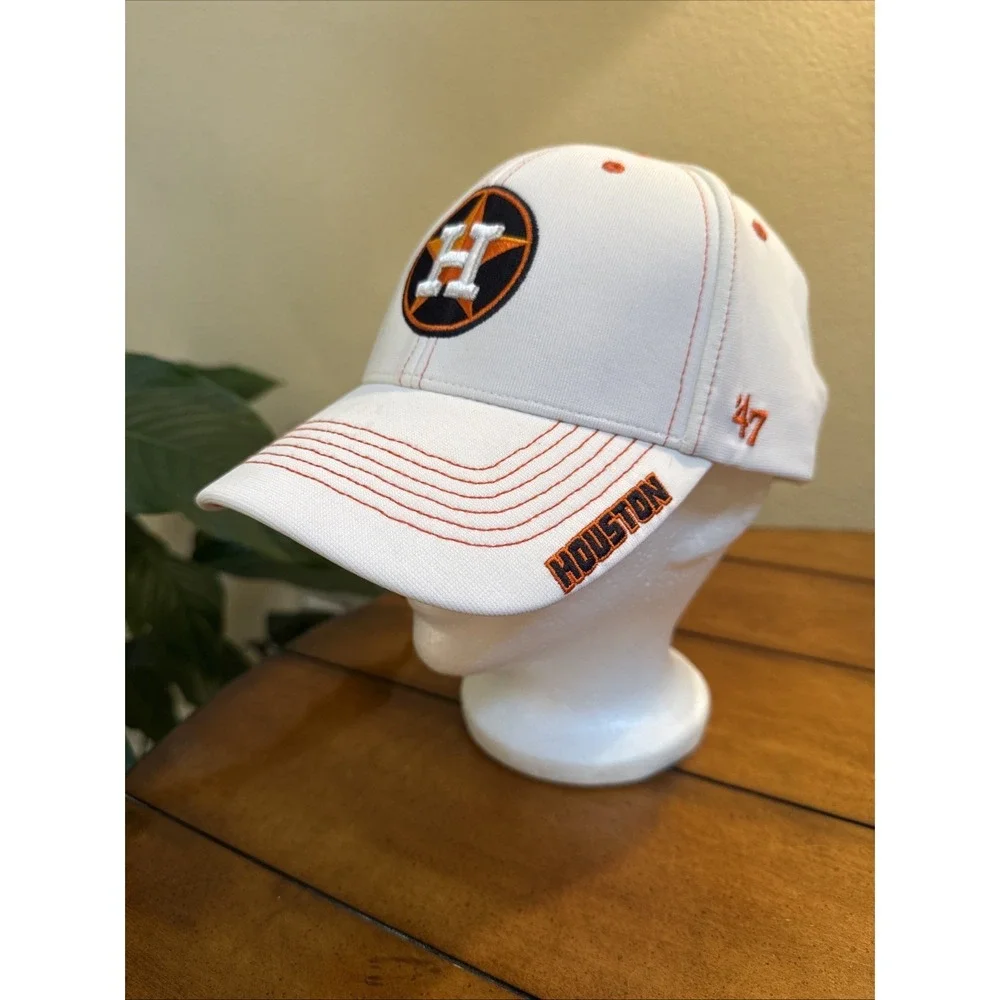 Houston Astros Dad Hat Cap Strap Back Mens One Size White Baseball 47 adjustable